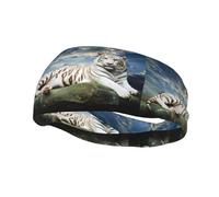 Poezjzw Bandeau de sport élastique pour course à pied, yoga, course à pied, cyclisme Motif tigre majestueux sur un rocher