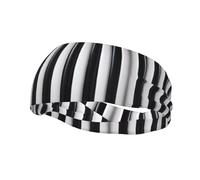 Poezjzw Bandeau élastique respirant à rayures noires et blanches pour sport, baseball, basket-ball, football