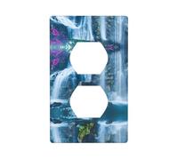 Poezjzw Belle cascade bleue à motif hawaïen pour interrupteur de lumière, couverture de prise de courant duplex, plaque murale décorative, taille 11,4 x 7,9 cm