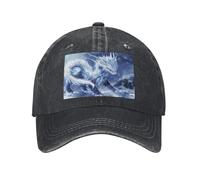 POEZJZW Blue Beast Dragon Pattern Casquette de baseball pour homme et femme Chapeaux de cowboy réglables Chapeaux de soleil unisexes Noir