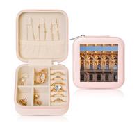POEZJZW Boîte à bijoux de voyage pour l'architecture classique, petite carrée, organisateur de bijoux de voyage, boîte de rangement pour bijoux, boîte à bijoux, rose