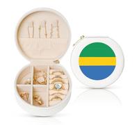 POEZJZW Boîte à bijoux ronde blanche avec drapeau gabonais, idéale pour un mariage, une demoiselle d'honneur, un usage quotidien
