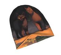 POEZJZW Bonnet à motif chat Out of The Shadows, élastique, chaud et respirant, léger, convient pour les femmes enceintes, les patients atteints de cancer, usage quotidien, noir