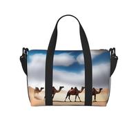 Poezjzw Camel In The Desert Sac de voyage fourre-tout résistant à l'eau Sac de voyage pliable, noir, One Size