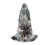 POEZJZW Cape à capuche avec capuche pour homme et femme - Motif pingouin mignon - Cape avec capuche - Renaissance - Costume de sorcière d'Halloween - Cape de magicien - Taille M