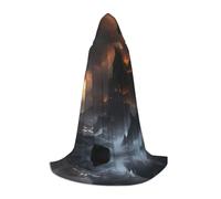 POEZJZW Cape à capuche avec motif Castle In The Waves pour adultes, hommes et femmes, cape de Noël à capuche pour cosplay, taille M