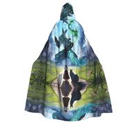 POEZJZW Cape à capuche avec motif de bêtes de guérison, costume pour adultes, hommes et femmes, costume de Noël à capuche pour cosplay, cape