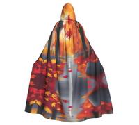 POEZJZW Cape à capuche avec motif de chemin forestier pour adultes hommes femmes Noël capuche cape cosplay costumes