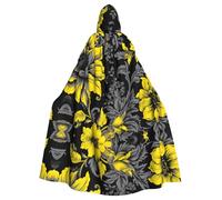 POEZJZW Cape à capuche avec motif de feuille jaune pour adulte homme femme Noël capuche cape cosplay costumes