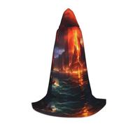 POEZJZW Cape à capuche avec motif d'éruption volcanique pour adultes, hommes et femmes, cape de Noël à capuche pour cosplay, costume M