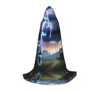 POEZJZW Cape à capuche avec motif épée et foudre - Cape pour adulte - Pour homme et femme - Pour Noël - Costume de cosplay - Taille M