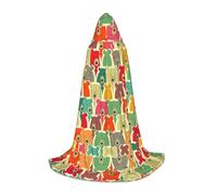 POEZJZW Cape à capuche avec motif ours colorés pour hommes et femmes, cape avec capuche pour adulte, costume de sorcière, costume de sorcière, cape de magicien, taille S