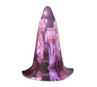 POEZJZW Cape à capuche avec trois méduses roses pour adultes, hommes et femmes, cape de Noël à capuche pour cosplay, costume M