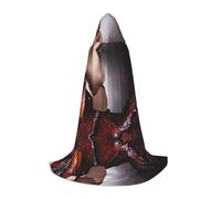 POEZJZW Cape à capuche en selle de cheval avec un chapeau de cowboy motif sauvage pour adolescent, pour homme et femme, costume d'Halloween, bal masqué, cosplay, fête de Noël, robe M