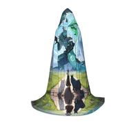 POEZJZW Cape à capuche motif bêtes de guérison, cape pour adultes, hommes et femmes, capuche de Noël, costume de cosplay, taille M