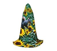 POEZJZW Cape à capuche motif écureuil mangeant du soleil - Cape pour adulte - Pour homme et femme - Sweat à capuche de Noël - Costume de cosplay - Taille S
