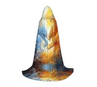 POEZJZW Cape à capuche motif monstre de glace et de feu pour adultes, hommes et femmes, cape de Noël à capuche pour cosplay, costume L