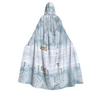 POEZJZW Cape à capuche Oiseaux dans le parc sur un jour de neige pour Halloween pour femme et homme - Déguisement d'Halloween pour fête et cosplay
