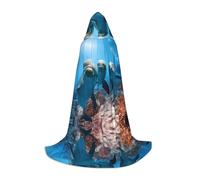 POEZJZW Cape amusante avec capuche pour homme et femme Motif dauphin qui vous regarde - Cape avec capuche - Renaissance - Costume de sorcière d'Halloween - Cape de magicien - Taille M