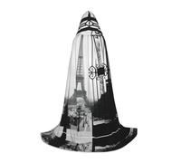 POEZJZW Cape avec capuche motif Tour Eiffel de Paris pour hommes et femmes, cape avec capuche pour adulte Renaissance Halloween Costume de sorcière Cape de magicien Taille S