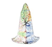 POEZJZW Cape avec capuche pour adulte - Motif arbre printanier - Quatre saisons - Costume de sorcière d'Halloween - Cape de magicien - Taille M