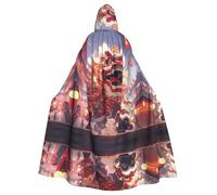 POEZJZW Cape longue à capuche avec motif d'activité de danse lion, pour Halloween, cosplay, costume à capuche, unisexe