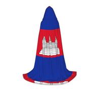 POEZJZW Cape longue à capuche avec motif drapeau du Cambodge pour Halloween et costumade - Cape à capuche unisexe, noir, taille L