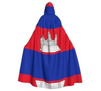 POEZJZW Cape longue à capuche motif drapeau du Cambodge pour Halloween, cosplay, costume à capuche, cape unisexe