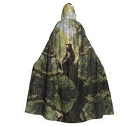 POEZJZW Cape longue à capuche motif singe assis sur un arbre pour Halloween, cosplay, costume à capuche unisexe
