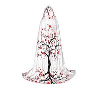 POEZJZW Cape rouge avec capuche pour adulte avec motif cœur d'arbre d'amour Renaissance Halloween Costume de sorcière Cape de magicien S