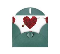 POEZJZW Carte de vœux vierge en forme de cœur avec motif pétales de fleurs et perles avec enveloppe vert foncé
