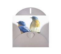 POEZJZW Carte de vœux vierge en papier nacré à motif deux oiseaux pour anniversaire, mariage, fête d'invitation avec enveloppe grise