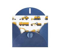 POEZJZW Carte de vœux vierge en papier nacré avec motif camion de machines lourdes, convient pour anniversaire, mariage, fête, invitation avec enveloppe bleue