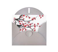 POEZJZW Carte de vœux vierge en papier nacré avec motif cerisier japonais, convient pour anniversaire, mariage, fête, invitation avec enveloppe grise
