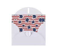 POEZJZW Carte de vœux vierge en papier nacré avec motif drapeau à rayures et étoiles rouges et blanches Convient pour anniversaire, mariage, fête d'invitation avec enveloppe blanche