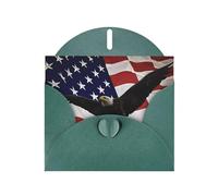 POEZJZW Carte de vœux vierge en papier nacré avec motif drapeau américain, pour anniversaire, mariage, fête, invitation avec enveloppe vert foncé