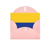 POEZJZW Carte de vœux vierge en papier nacré avec motif drapeau de la Colombie pour anniversaire, mariage, invitation avec enveloppe rose