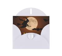 POEZJZW Carte de vœux vierge en papier nacré avec motif sorcière d'Halloween - Pour anniversaire, mariage, fête d'invitation - Avec enveloppe blanche