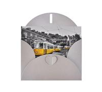 POEZJZW Carte de vœux vierge en papier nacré avec motif train de ville, convient pour anniversaire, mariage, fête, invitation avec enveloppe grise