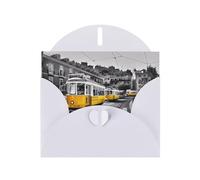 POEZJZW Carte de vœux vierge en papier nacré avec motif train urbain - Pour anniversaire, mariage, fête - Avec enveloppe blanche