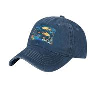POEZJZW Casquette de baseball bleue avec motif de poisson sous-marin pour hommes et femmes, chapeaux de cowboy réglables, chapeaux de soleil unisexes noirs