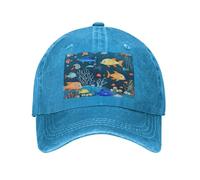POEZJZW Casquette de baseball bleue avec motif de poisson sous-marin pour hommes et femmes, chapeaux de cowboy réglables, chapeaux de soleil unisexes noirs