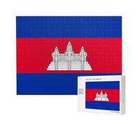 Poezjzw Casse-tête drapeau du Cambodge pour adulte 500 pièces puzzle en bois pour famille ami décoration murale art mural 50,4 x 38,1 cm