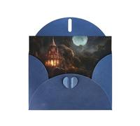 POEZJZW Castle In The Forest Lot de 10 cartes de Noël en papier nacré avec enveloppes bleues, cartes de remerciement, mariage, Saint-Valentin