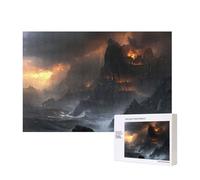 Poezjzw Castle In The Waves Puzzle classique en bois 300 pièces Décoration d'intérieur moderne Jeu intellectuel 28 x 40 cm