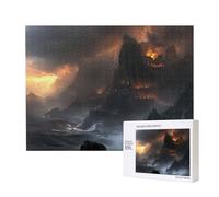 Poezjzw Castle In The Waves Puzzle classique en bois 500 pièces Décoration d'intérieur moderne Jeu intellectuel 38 x 52 cm