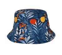 POEZJZW Chapeau bob imprimé branches et feuilles - Chapeau de soleil UV adapté pour le jardinage, la plage, le camping, la pêche - Noir
