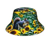 POEZJZW Chapeau bob imprimé écureuil mangeant du soleil chapeau de soleil réfléchissant UV adapté pour le jardinage, la plage, le camping, la pêche noir