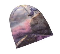 POEZJZW Chapeau élastique sans bord motif deux oiseaux sur un rocher chaud respirant léger Idéal pour les femmes enceintes décontractées Noir