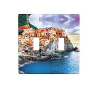 Poezjzw Cinque Terre Plaque murale décorative à double bascule, motif paysage, taille standard, 11,4 x 11,4 cm